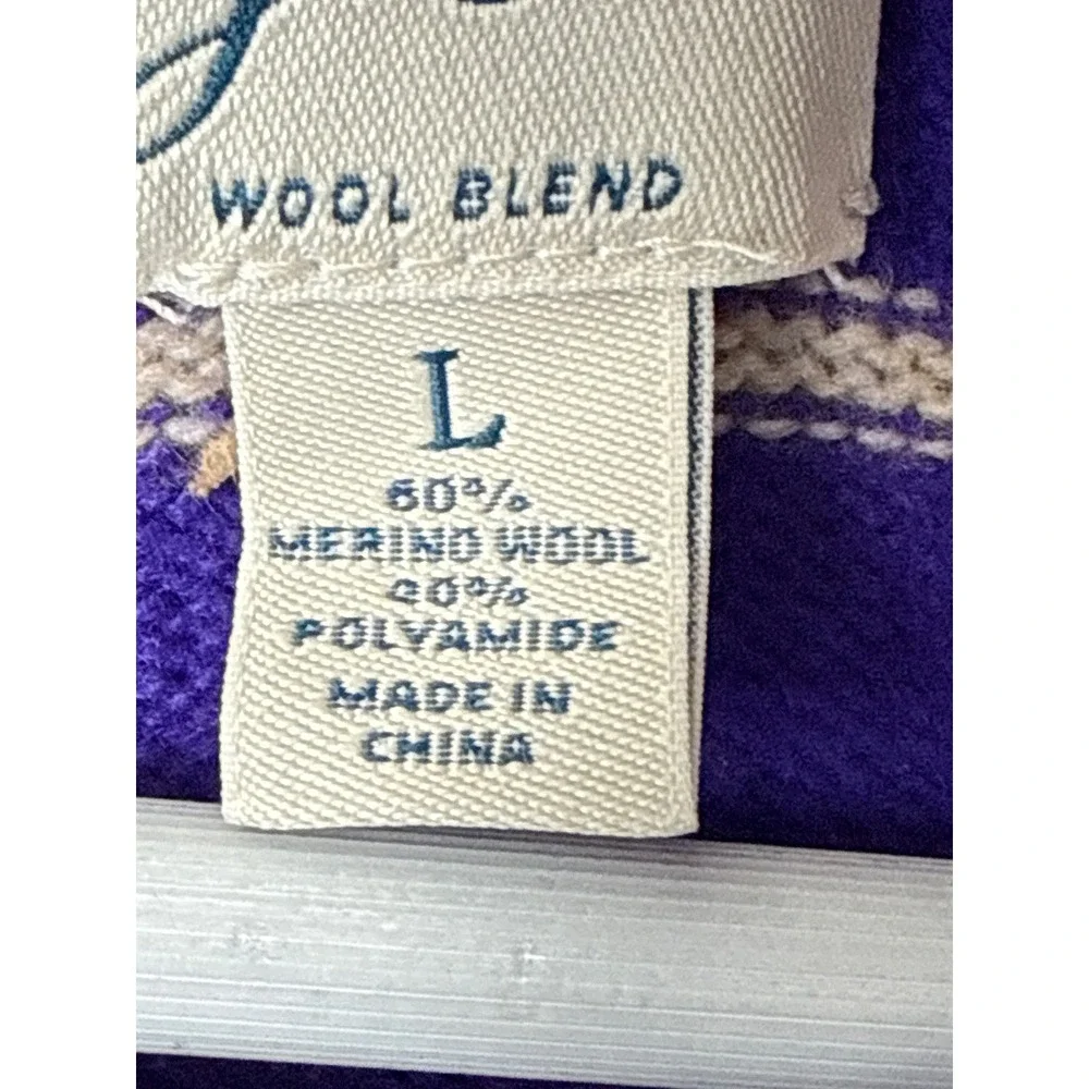 J.‎ Crew Rugged Merino Wool Blend Striped Crew Neck Sweater Purple Red Mens L